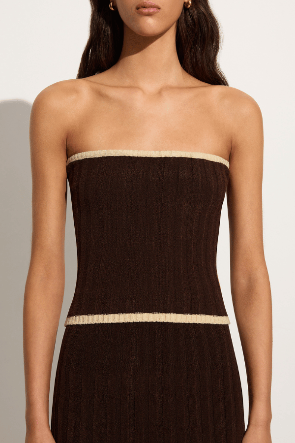 Faithfull the Brand | Albarella Knit Top Coffee With Beige | Girls With Gems