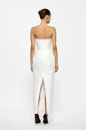 Aisha Gown Black by Effie Kats — Elegant and modern, crafted from stretch crepe with a sheer mesh back insert. Floor-length, fully lined, perfect for formal occasions.