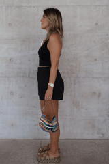 Cali Shorts Black by Sneaky Link – Relaxed fit, breathable 100% cotton shorts with elastic waist. Perfect for trendy summer days and viral casual looks.