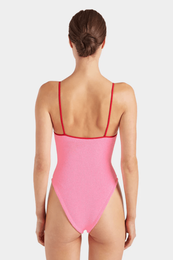 Hunza G | Pamela Swim Contrast Bubblegum/Red | Girls with Gems