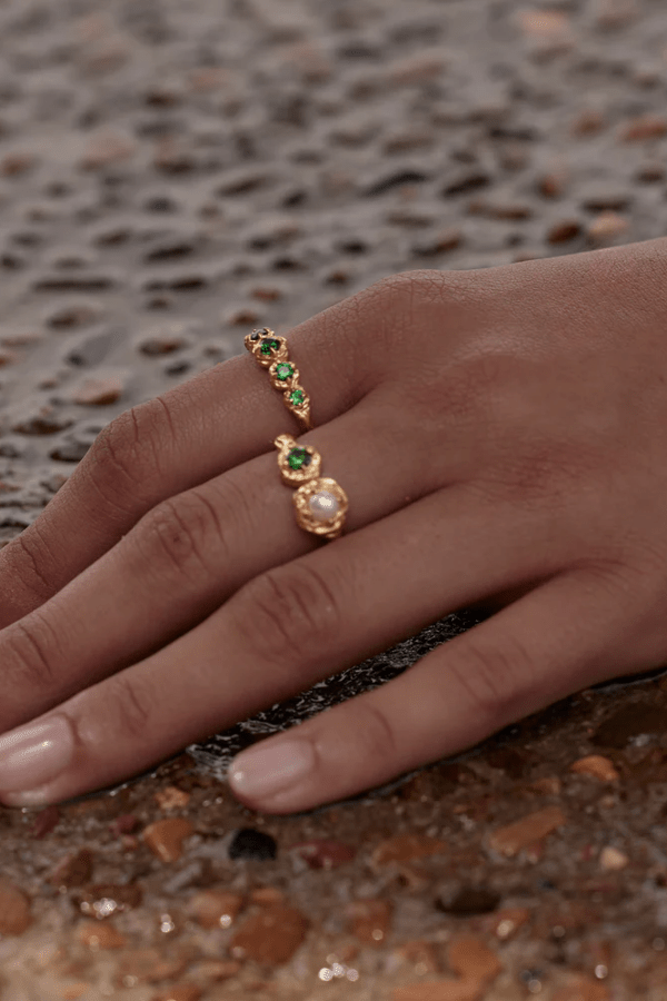 By Charlotte | 18k Gold Vermeil Moonlit Tides Ring | Girls with Gems
