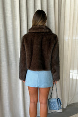 Ella Squire Faux Fur Jacket Brown