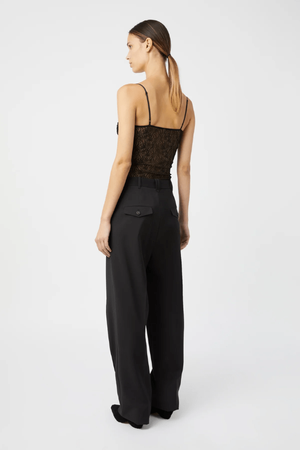 Aperture Bodysuit Black by Camilla and Marc – delicate lace with underwire and G-string cut, perfect for layering or as a sultry statement piece.