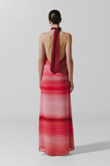 Magia Salvaje Maxi Dress Flor de Cantuta by Baobab, halter chiffon dress with cutouts, perfect for resort or event styling
