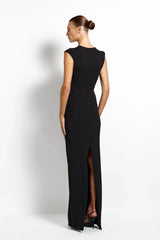 Analie Gown Black by Effie Kats, deep V neck maxi dress with sleek fit, perfect for formal events and evening styling