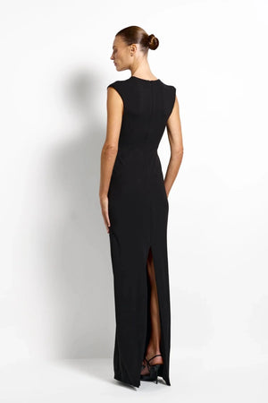 Analie Gown Black by Effie Kats, deep V neck maxi dress with sleek fit, perfect for formal events and evening styling