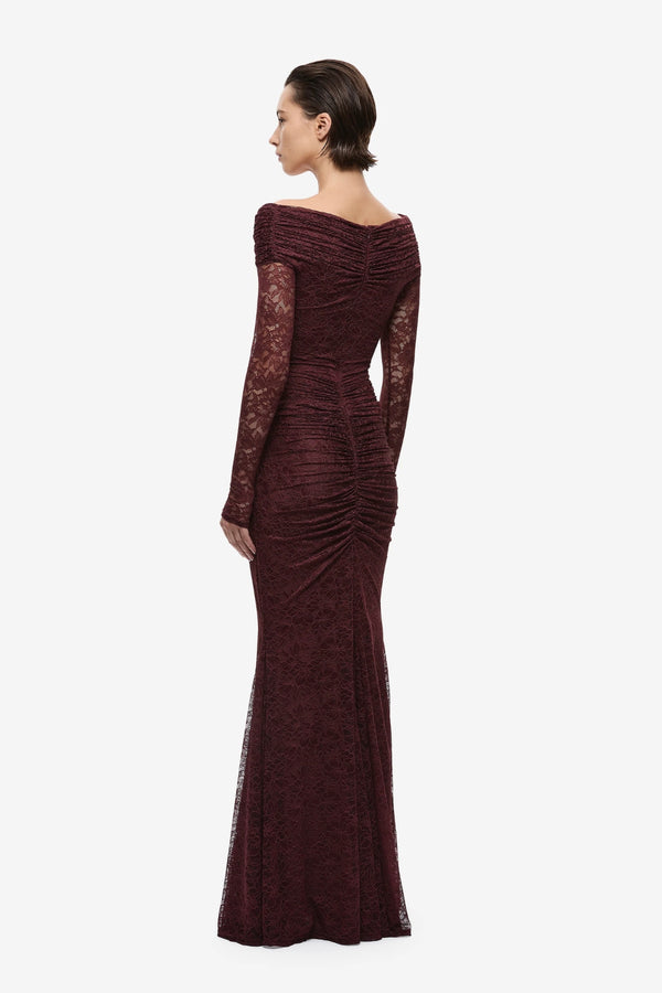 The Kali Ruffle Lace Maxi Currant