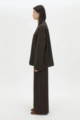Bessette Pant in Espresso by Camilla and Marc, a tailored mid-rise lounge pant with hem splits for modern everyday polish.