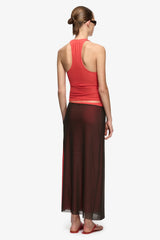 Alyna Contrast Skirt Bitter Choc/Flame