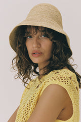 Shoal Bucket Raffia Crochet Packable Natural