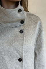 Clementine Funnel Neck Cropped Coat Oat Marle by Sneaky Link, wool cropped coat, perfect for winter layering