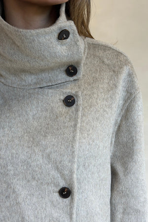 Clementine Funnel Neck Cropped Coat Oat Marle by Sneaky Link, wool cropped coat, perfect for winter layering