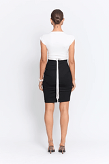 Mini Ramos Dress Two Tone by Pfeiffer – A soft, stretchy, ruched mini with double ties and a flattering fit, perfect for date nights or rooftop drinks.