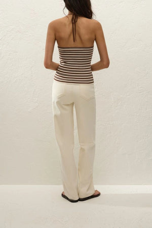 Citara Halter Top Ombre Stripe Macro Carob