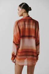 Lulu Shirt Tierra Inca by Baobab, sheer chiffon button shirt, perfect for layering or resort styling