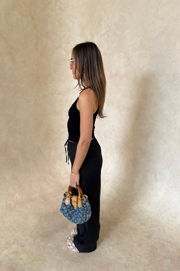 Sneaky Link Chiara Tank Black, a slim-fit cotton blend tank with scoop neckline and stretch finish, perfect for versatile day-to-night styling.