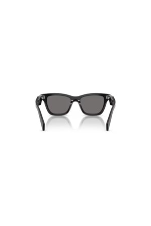 Butterfly Sunglasses in Black by Prada, featuring a bold butterfly shape with faceted temples and signature branding. Perfect for everyday edge.