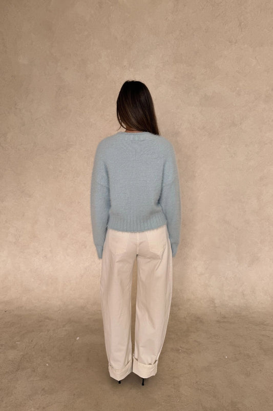 Jaz Mid Rise Barrel Jean White by Sneaky Link, stretch denim barrel jeans with mid rise fit, perfect for elevated everyday styling