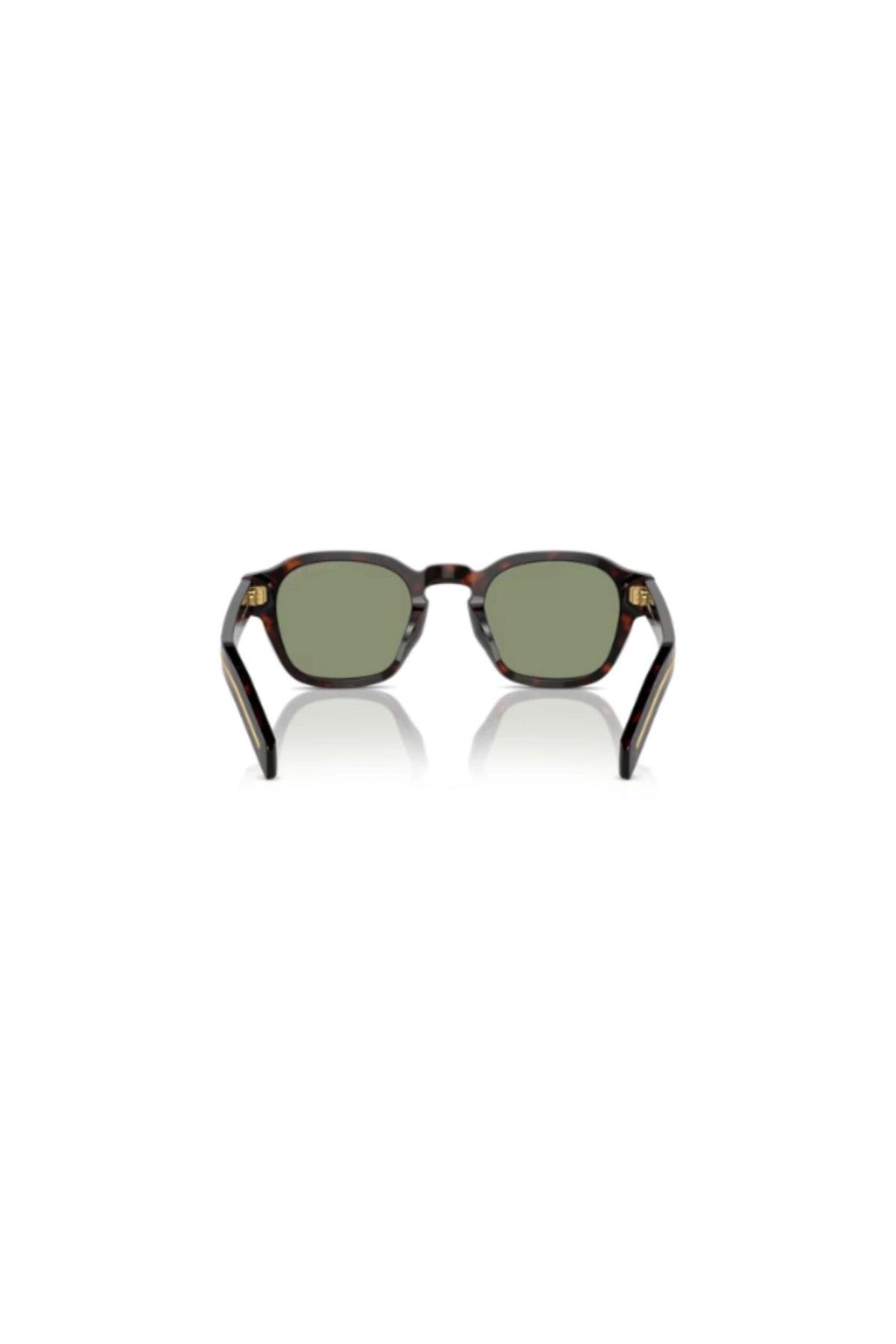 Radica Tortoise Sunglasses by Prada, Italian acetate pantos frames with polarised green lenses and metal-plaque temples.
