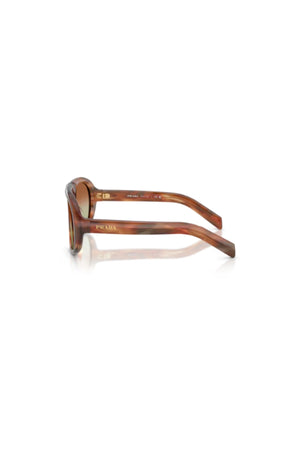 Mask Sunglasses in Stripped Oak by Prada, a bold runway-inspired frame with curved temples and enamel logo for a futuristic edge.