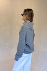 Olsen Drape Neck Knit Sweater Grey