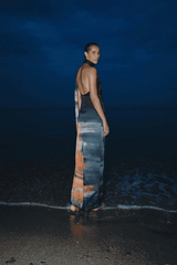 Ari Dress Tigre by Baobab – A bold, elegant one-shoulder maxi with ruched texture and scarf accent, perfect for making a trendy statement at evening events.