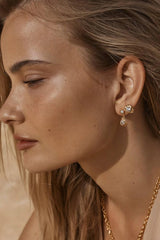 Hesperia Earrings by Amber Sceats, crystal and gold stud earrings, perfect for elevated everyday styling