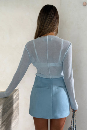 Ella Squire Faux Suede Mini Skirt Light Blue