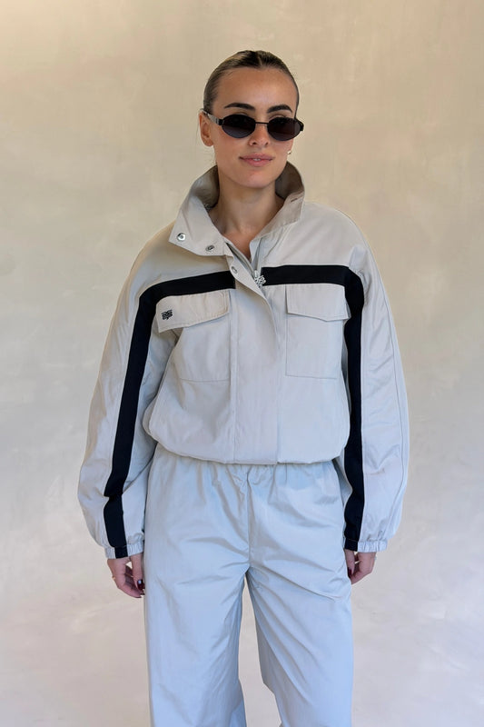 Tamara Contrast Quilted Jacket Black/Beige