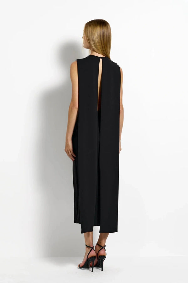 Kaya Midi Black by Effie Kats, high neck midi dress with draped back, perfect for events or evening styling
