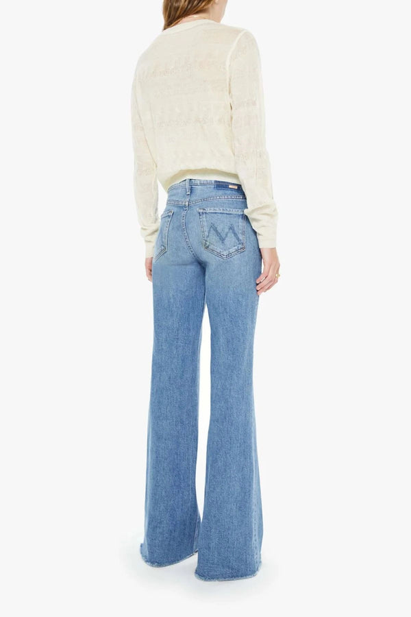 The Doozy Fray Heads or Tails by Mother, high rise flare jeans with frayed hem, perfect for vintage inspired everyday styling