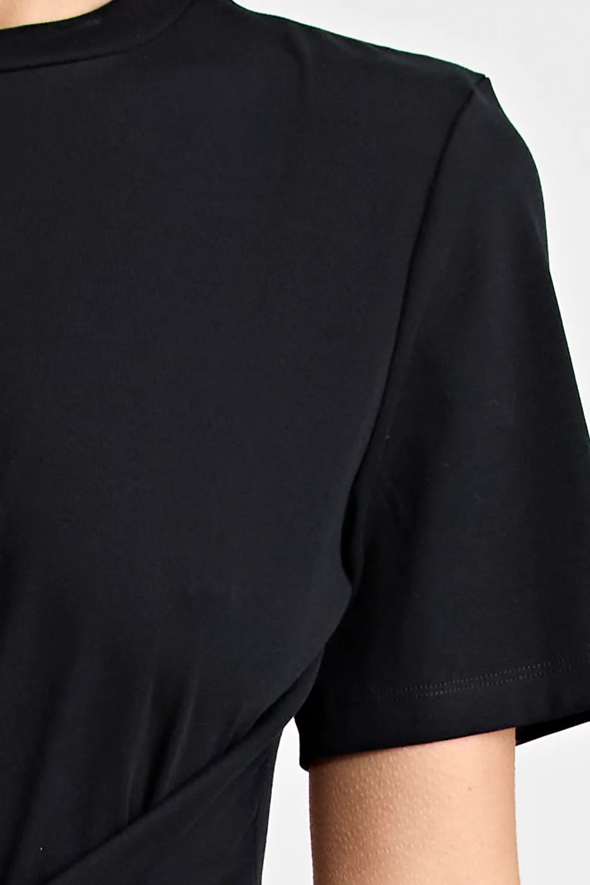 Varley Mini Dress Black by Pfeiffer, a cotton jersey mini with wrap ties that cinch the waist, perfect for effortless day to night wear.