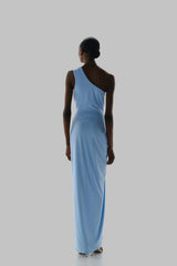 Canoa Maxi Dress Cielo de Puna by Baobab, one shoulder maxi dress with slit, perfect for resort or evening styling
