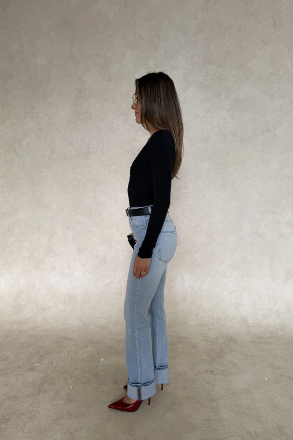 Haley Long Sleeve Top Black by Sneaky Link. Soft modal blend with long sleeves, low neckline, and structured front. Perfect for night outs.