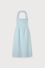 Cotton Mix Halter Midi Dress Powder Blue by Odd Muse, structured halter midi dress for elegant occasions
