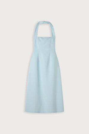 Cotton Mix Halter Midi Dress Powder Blue by Odd Muse, structured halter midi dress for elegant occasions