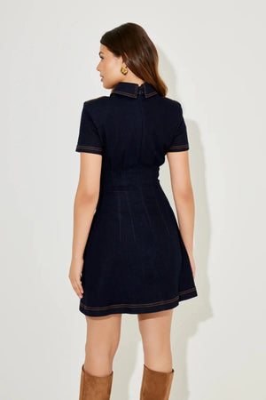 The Ultimate Muse Denim Collared Mini Dress Blue