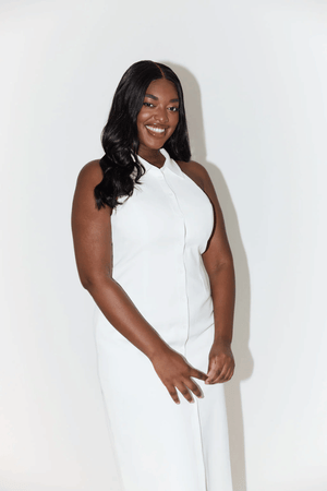 The Ultimate Muse Collar Maxi Dress White by Odd Muse – Sleeveless maxi with sharp collar, button front, darts, and slit.