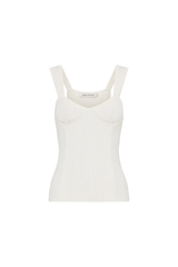 Ariel Tank Cream by Camilla and Marc – crochet-knit with bust shaping and mesh details, a chic staple perfect for brunches or stylish summer getaways.
