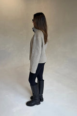 Clementine Funnel Neck Cropped Coat Oat Marle by Sneaky Link, wool cropped coat, perfect for winter layering