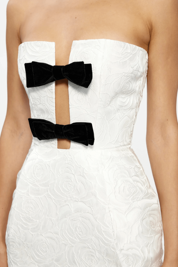 Aisha Gown Black by Effie Kats — Elegant and modern, crafted from stretch crepe with a sheer mesh back insert. Floor-length, fully lined, perfect for formal occasions.