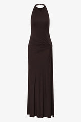 Court Halter Maxi Dress Dark Chocolate