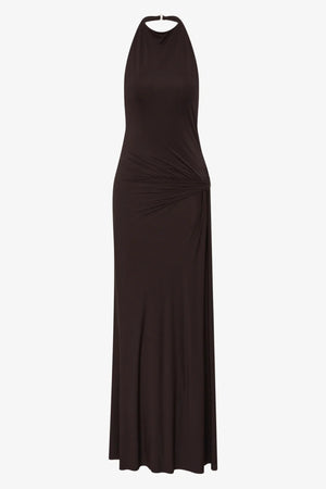 Court Halter Maxi Dress Dark Chocolate
