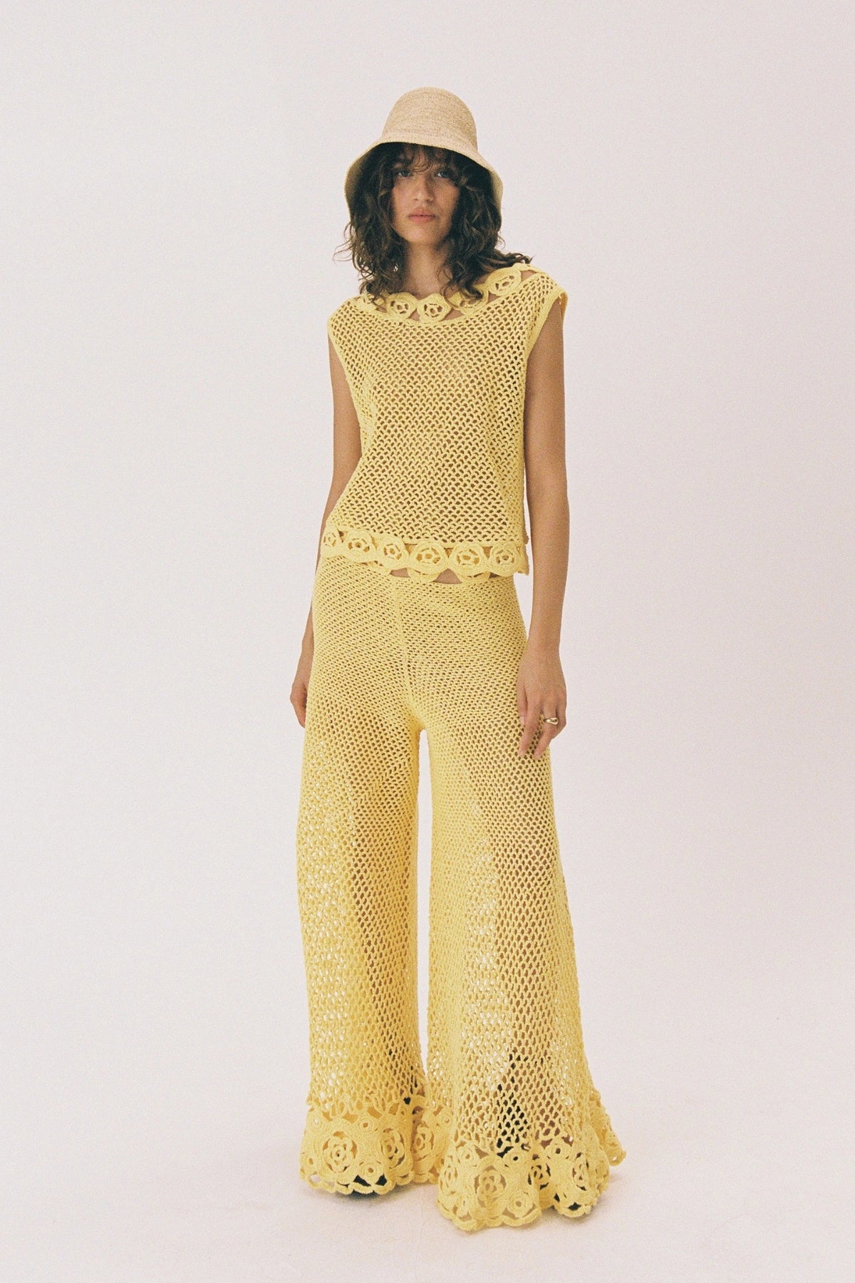 Shoal Bucket Raffia Crochet Packable Natural