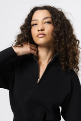 Lexington Sweater Black by Mossman, half zip knit sweater with relaxed fit, perfect for work or elevated everyday styling