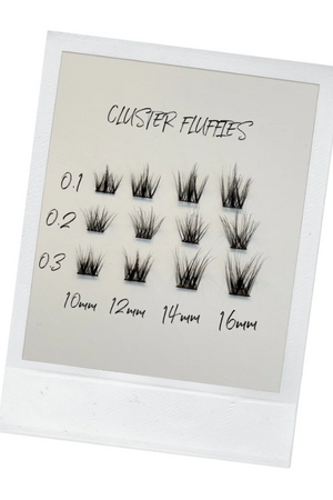 Cluster  Fluffies 0.3 by OWN Beauty Essentials, soft L curl cluster lashes with a 6mm base for a lifted, linear effect. Vegan-friendly, cruelty-free, and perfect for subtle volume and fullness.