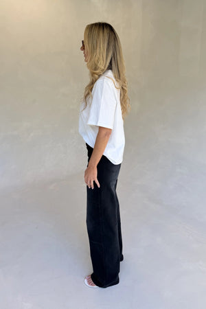 Olivia High V Neck Relaxed Tee White