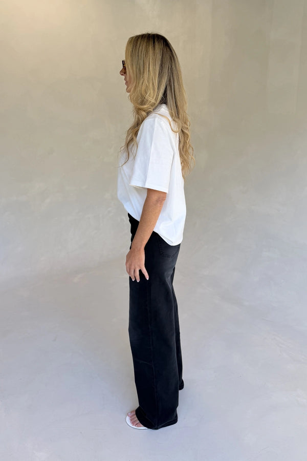 Olivia High V Neck Relaxed Tee White