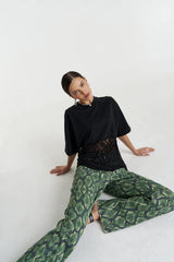 Lace Panel Tee Black by Summi Summi, cotton tee with lace detail, perfect for day to night styling