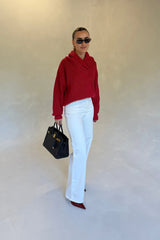 Olsen Drape Neck Knit Sweater Red by Sneaky Link, soft draped knit sweater, perfect for chic winter layering